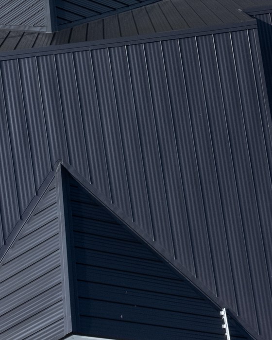Standing seam metal roofing, charcoal
